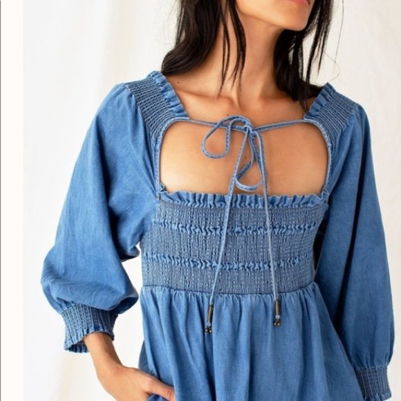 NWOT Free People This Is Everything Denim Mini Dress size XS - Picture 8 of 9